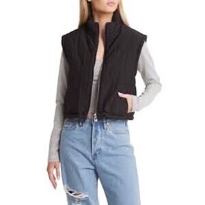 Thread + Supply Womens Cropped Puffer Vest Black Size M NWT